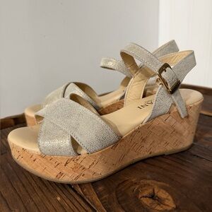 Cordani Italy Shimmer Wedge Leather Sandals